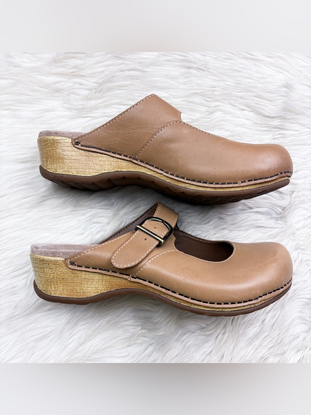 Dansko Martina Mule Mary Jane Slide Clog Beige Leather Orthopedic Arch Support 9 - Picture 5 of 11